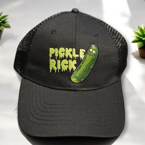 🆕Pickle Rick Embroidered Black Trucker Hat